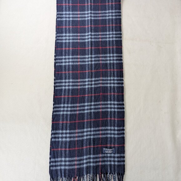Burberry Unisex Lambswool Check Scarf Blue | Iconic Designer | Clean Used - Picture 4 of 6